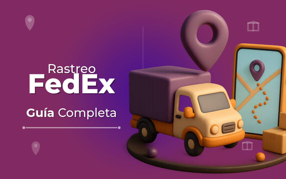Rastreo FedEx - Caja de FedEx con elementos de seguimiento de paquetes